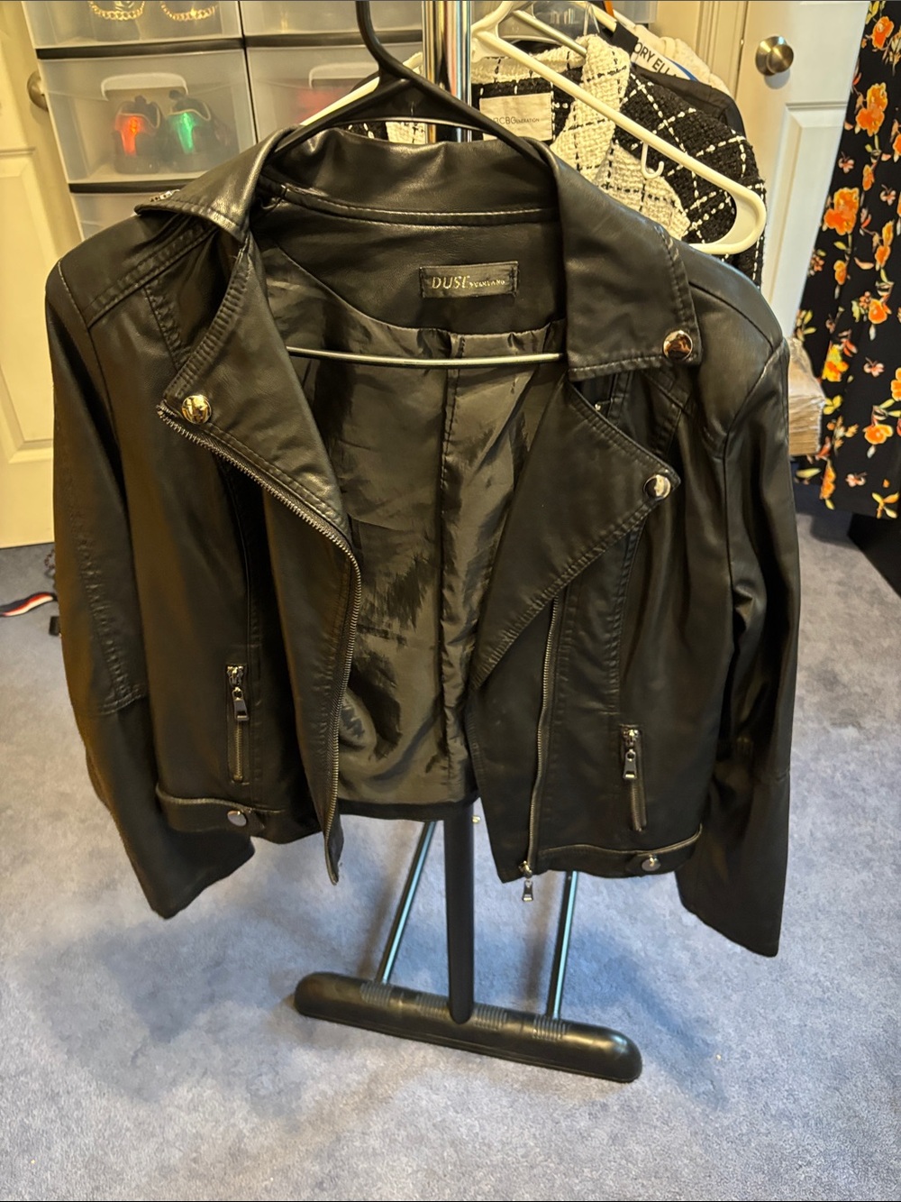 Black Faux Leather Moto Jacket - DUSK